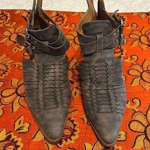 Gray suede booties
